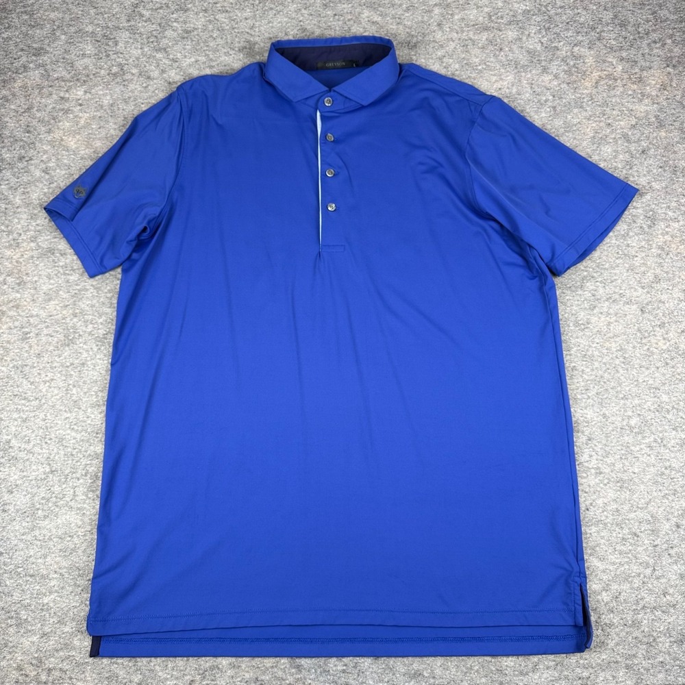 Greyson Polo Shirt Nylon Stretch Blue Mens Large L